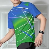 ราคา เสื้อยืดฟิตเนสสำหรับผู้ชาย เสื้อผ้ากีฬากลางแจ้ง เสื้อยืดฝึกซ้อมแบดมินตัน แห้งเร็ว ระบายอากาศได้ดี เสื้อปั่นจักรยาน ไซส์ใหญ่ (126814924848)