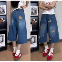 ราคา Lucky stars ไชด์S 4XL กางเกงยีนส์ขากว้างผู้หญิง ลายปักน้องหมาน่ารัก เอวสูง ผ้าเดนิมแฟชั่น (126823993869)