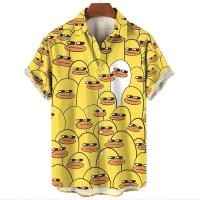 ราคา เสื้อลำลองผู้ชายเป็ดสีเหลืองเล็กพิมพ์ลายเสื้อเสื้อผ้าฮาวาย Kemeja Lengan Pendek โอเวอร์ไซส์ใส่ได้ทุกวัน (20893622022)