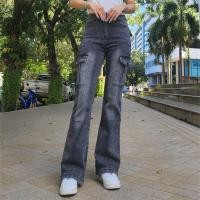 ราคา กางเกงยีนส์ผู้หญิงทรงคาร์โก้ ผ้ายีนส์ฟอกสีดำซีด เนื้อผ้ายีนส์นิ่ม ทรงขาม้า ขากระดิ่ง มีกระเป๋าข้าง สไตล์สตรีท ใส่สบาย ลุคชิคๆ เก๋ๆ (25766080665)