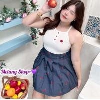 ราคา เอว 32 44 นิ้ว Chubby cherry skirt กระโปรงยีนส์สาวอวบสไตล์เกาหลี ลุคคุณหนู แบรนด์ไทย น่ารัก ใส่ไปคาเฟ่ เสื้อผ้าแฟชั่นสาวอวบอ้วน (24562479395)