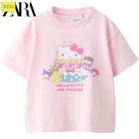 ราคา เสื้อยืดเด็ก Hello Kitty ของแท้ Zara แขนสั้นสีชมพู ใส่สบาย ผ้านุ่ม น่ารักมาก (24508097090)
