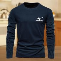 ราคา 2025 MIZUNOเสื้อแขนยาวชาย สีทึบแขนยาวสำหรับผู้ชายแห้งอย่างรวดเร็ว เสื้อยืดแขนยาวระบายอากาศสีดำเสื้อยืดผู้ชาย คอกลม ถัง (25692361003)