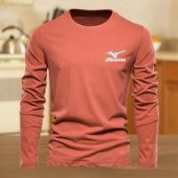 ราคา 2025 MIZUNOเสื้อแขนยาวชาย สีทึบแขนยาวสำหรับผู้ชายแห้งอย่างรวดเร็ว เสื้อยืดแขนยาวระบายอากาศสีดำเสื้อยืดผู้ชาย คอกลม ถัง (25692113759)