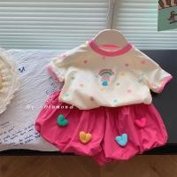 ราคา Tagkita ชุดเซ็ทเสื้อและกางเกงขาสั้น เสื้อและกระโปรงสำหรับเด็กผู้หญิง (26121967176)