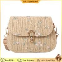 ราคา Ueb Flagship Mall Women Straw Crossbody Bag Adjustable Strap Flower Straw Purse Hasp Closure Crochet Hobo Bag Female Summer Beach Bag (25667465183)