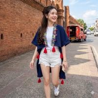 ราคา เสื้อคลุมหน้าสั้นหลังยาวทรงค้างคาว ผ้าฝ้ายเชียงใหม่เนื้อนุ่มมาก แต่งพู่ม้งสีแดงสวยมากค่ะ (8255467519)