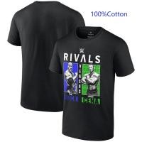ราคา 2023 New Mens Black John Cena Red White Blue T Shirt Branded Black WWE Rivals The Rock vs เสื้อยืด John Cena (24466064957)