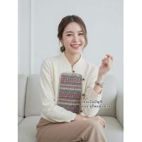 ราคา เสื้อคอจีนแขนยาว พื้นเมืองฝ้ายนุ่ม โทนสีฝ้ายธรรมชาติ แต่งผ้าทอ (126453238829)