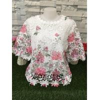 ราคา เสื้อลูกไม้ เสื้อลูกไม้สาวอวบ อก50 52นิ้ว เสื้อแขนสามส่วน เสื้อออกงานผู้หญิง เสื้อคุณแม่สวยๆ เสื้อสตรี รุ่น5205 (15783619594)