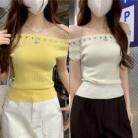 ราคา DD SHOPพร้อมส่ง Z YT54 เสื้อเปิดไหล่ ไหมพรม แขนสั้น ผ้าร่องเล็ก ยืดพอดีตัว (24498092595)
