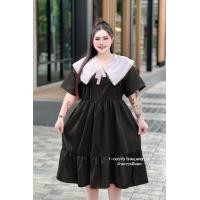 ราคา E10ชุดเดรสคอปกทหารเรือ สไตล์น่ารักเกาหลี สาวอวบพลัสไซส์ อก36 50 ยาว41นิ้ว (25621108508)