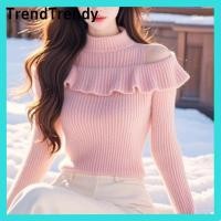 ราคา TrendTrendy เสื้อสเวตเตอร์ถักคอเต่าแขนยาวเปิดไหล่สำหรับผู้หญิงสไตล์เกาหลี (25365432210)