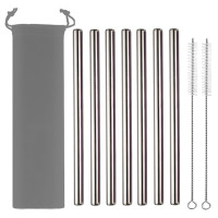 ราคา COOL 12mm Wide Eco Friendly Drinking Straws Reusable Bubble Tea Straws 304 Stainless Steel Straws Metal Straws For Boba Milkshakes (22720528083)
