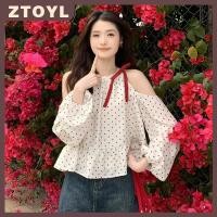 ราคา ZTOYL เสื้อแขนยาวเปิดไหล่ลายจุดสไตล์ฝรั่งเศสสำหรับผู้หญิงเสื้อเปิดไหล่ลายจุดเล็กๆ2025ฤดูใบไม้ร่วง (26315154578)