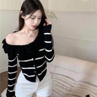 ราคา ohho L035 เสื้อเชิ้ตแขนยาว เปิดไหล่ แต่งระบาย สไตล์เกาหลี สําหรับผู้หญิง ผ้าถัก ของแข็งสี (22566259158)
