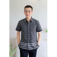 ราคา เสื้อสีดำลายไทยขอเชิ้ตชาย หญิง ใส่ทำงาน แต่งกระเป๋าหน้า (25353177468)