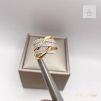 ราคา แหวนเพชรหน้ากว้างทรงไขว้ประดับเพชรสลับทอง ใส่สวยเต็มนิ้ว ขนาดฟรีไซต์ (21826421065)