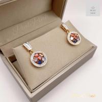 ราคา ต่างหูเพชรห้อยพลอยหกสีทรงกลมล้อมเพชร (22792083829)