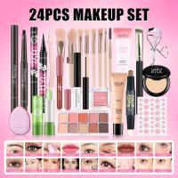 ราคา ชุดแต่งหน้า เครื่องสำอางความงาม 14 ชิ้น ประกอบด้วย บีบีครีม พาเลทอายแชโดว์ 10 สี อายไลเนอร์ มาสคาร่า บลัชออน ดินสอเขียนคิ้ว ลิปกลอส ไพรเมอร์และคอนทัวร์สติ๊ก (25702875796)