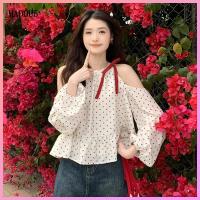 ราคา ส่วนลด 12 บาท เสื้อแขนยาวเปิดไหล่ลายจุดสไตล์ฝรั่งเศสสำหรับผู้หญิงเสื้อเปิดไหล่ลายจุดเล็กๆ2025ฤดูใบไม้ร่วง (26373226420)
