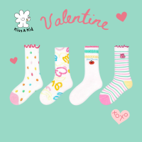 ราคา kiss a kid ถุงเท้าเด็กแฟชั่น ข้อกลาง ลาย valentine การ์ตูน พาสเทล (21405914645)