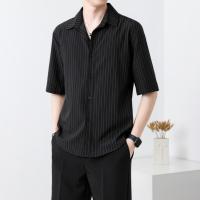 ราคา BECOOLMAN แบบบาง ลายทาง แขนสั้น เสื้อเชิ้ต ชาย หล่อ ความรู้สึกระดับสูง สีดำสีขาว เสื้อเชิ้ต ใส่สบาย (24119803125)