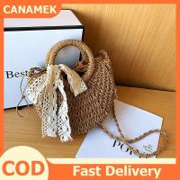 ราคา CANAMEK กระเป๋าฟางสานหวายทรงกลมทำด้วยมือสำหรับผู้หญิงกระเป๋าคาดลำตัวสำหรับเด็กผู้หญิงกระเป๋าถือชายหาดขนาดเล็กสำหรับฤดูร้อน (25399962470)