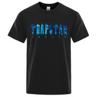 ราคา Hot Trapstar London Undersea blue Printed T Shirt men Summer Breathable Casual Short Sleeve Street Oversized Cotton Brand T Shirts (20791693524)
