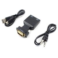 ราคา ถูกที่สุด 1080P VGA to HDMI Video Converter Adapter with Mini USB Power Cable 3 5mm Audio Cable vga2hdmi for HDTV DVD PC (22875382806)