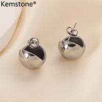 ราคา Kemstone ต่างหูแฟชั่นทรงเรขาคณิตแบบเรียบกลมสแตนเลสสำหรับผู้หญิงเครื่องประดับต่างหูเม็ดกลมชุบทองขนาด14K (23443530543)