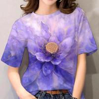 ราคา เสื้อสงกรานต์ เสื้อลายดอกสงกรานต์ 2569 เสื้อยืดลายดอกไม้สีม่วงรูปแบบดอกไม้ลายพิมพ์ผู้หญิงเสื้อยืดผู้หญิงสบาย ๆ ทั้งหมด แมตช์ซองรานเทศกาลเสื้อเชิ้ตครอบครัวเสื้อเชิ้ตเสื้อเชิ้ตใหม่สไตล์การระบายอากาศขนาด