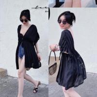 ราคา Bohemians สินค้าพร้อมส่ง เสื้อคลุมแขนแต่งระบาย สวยมาก มี3 สี ดีเทลผูกหลัง เสื้อโบฮีเมียน Bohemians style Mookrinstyle (16238480227)