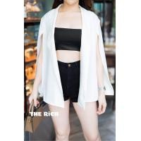 ราคา Blazer เสื้อเบลเซอร์ เสื้อสูทผู้หญิง เสื้อคลุมผ่าแขน แขนแหวก เปิดด้านหน้า ทรงเกาหลี เก๋มาก (11528691818)