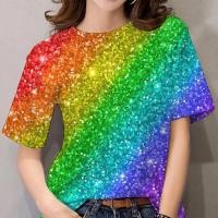 ราคา 2568 เสื้อยืดลายสายรุ้งสตรี เสื้อผ้าสตรี เสื้อยืดสายรุ้ง พิมพ์เสื้อยืด Doodle เสื้อยืดแขนสั้น เสื้อยืดลำลองผู้หญิง 09 (24077497906)