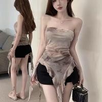 ราคา เสื้อท่อนบนตัดกัน มัดย้อม และ วัสดุตาข่าย สไตล์ฤดูร้อน เสื้อกั๊กห่อหน้าอก เกาหลีสไตล์ ปลายเฉียง ผู้หญิง Women Clothing (25228811750)