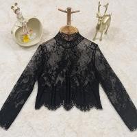 ราคา เสื้อเชิ้ตผู้หญิงแขนยาวสีดำ ชั้นในลูกไม้ ทรงสั้น โปร่งใส ครึ่งตัว ขอบลูกไม้ขาว แฟชั่นฤดูใบไม้ผลิ 2025 (22694756613)