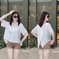 ราคา Sunny เสื้อเชิ้ตแขนสั้นผ่าหลัง ผ้านิ่ม ทรงเก๋ 9 Color เสื้อผ่าไขว้หลัง (22674207592)
