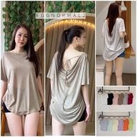 ราคา TOPSHOP T216 เสื้อยืดคอปาดหลังถ่วงแขนสั้น ผ้าสล๊าฟนำเข้า (22084396278)