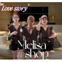 ราคา ป้าย love story เสื้อคอวีผูกหลัง แต่งระบายขนมชั้น (24845312776)