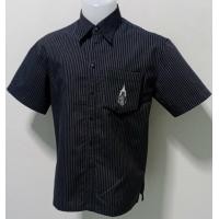 ราคา เสื้อเชิ้ต สีดำ ขาว ลายทาง ใหญ่ อัดกาว พร้อมปักตราฯ กระเป๋าอกซ้าย (25559973887)