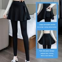 ราคา oobest Yoga skirt pants with pockets fake two pieces anti glare high waist abdominal compression slimming fitness exercise base shark pants for women (26225333478)