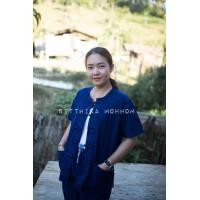 ราคา ม่อฮ่อม เสื้อหม้อห้อมคอกลมกระดุมจีน แขนสั้น (16237643052)