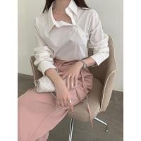 ราคา KOKO เสื้อแขนยาวลายทาง เสื้อเชิ้ตลำลอง สีฟ้า แฟชั่น สไตล์เกาหลี เรียบหรู ดีไซน์คอปาดไหล่เฉียง สีทึบ W286 (22648125823)