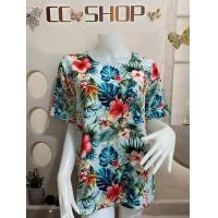 ราคา เสื้อสปัน รอบอก46 50นิ้ว เสื้อแขนสั้น เสื้อผ้าสาวอวบ เสื้อลายดอก เสื้อฮาวาย เสื้อผ้าแฟชั่นผู้หญิง รุ่น1013 (26187934428)