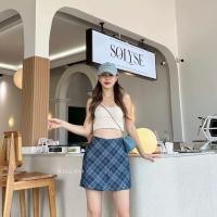 ราคา New แบบใหม่ค่า กางเกงกระโปรง ยีนส์ทอลายสก็อต ซิปหลัง (19921424680)