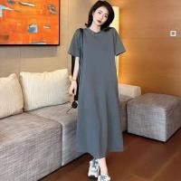 ราคา ชุดนอนผู้หญิงไซส์ใหญ่ แขนสั้น ผ้าฝ้ายบาง ยืดหยุ่น หลวม ยาว ฤดูร้อน ผ้าฝ้ายผสม แขนสั้น กระโปรงยาว ทรงเอ (25053791188)