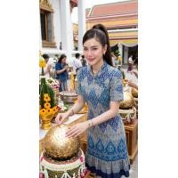 ราคา LANNA เดรสคอจีนผ้าไทย เดรสผ้าไทยผู้หญิงใส่ทำงาน ใส่ออกงาน งานบุญ งานบวช ทรงสวยมากค่ะ (24482573016)