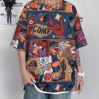 ราคา เสื้อยืดแขนสั้นผู้ชายสไตล์ญี่ปุ่น ลายการ์ตูน ทรงหลวม ทรงฮิปฮอป ลาย Graffiti แฟชั่นฤดูร้อน เสื้อยืดคู่รักที่เซ็กซี่ (23911693817)