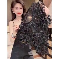ราคา เสื้อชีฟองพิมพ์ลายจุด แขนพอง ชายเสื้อมีระบาย (24483332832)
